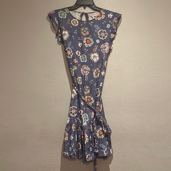 New Marine Layer Laney Mini Dress Marlin Hibiscus Floral size L - Picture 6 of 14